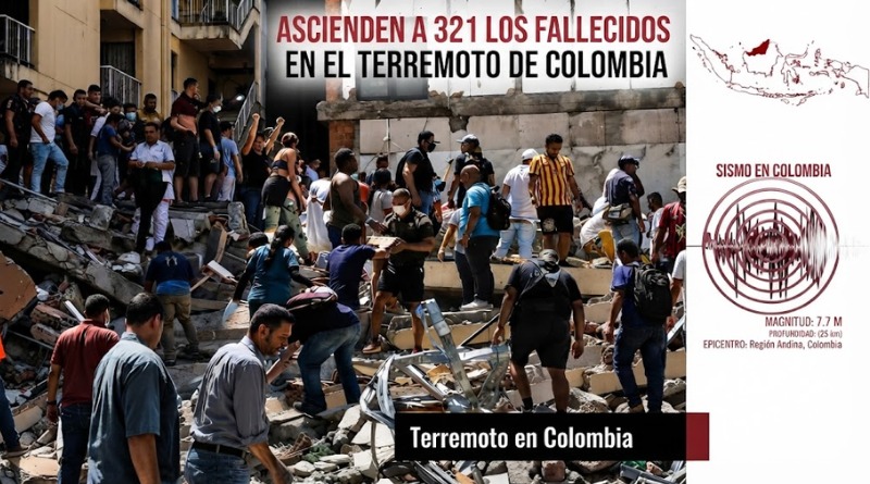 COLOMBIA ENLUTA: SUMAN 321 LOS FALLECIDOS DEL TERREMOTO